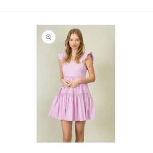 NWT Heyson Lilac Ruffle Sleeve Tiered Mini Dress